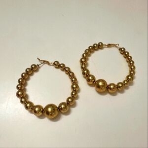 Gold Bead Hoop Earrings